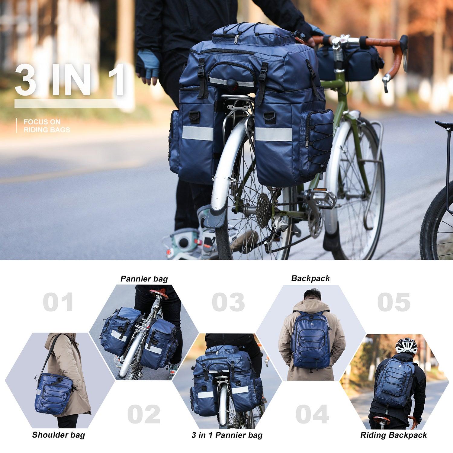 LazyPro LB2 Bike Bag Bike Pannier Bag Set, for Bicycle Cargo Rack Saddle Bag Shoulder Bag Laptop Pannier Rack Bicycle Bag Professional Cycling Accessories Luggage bag ab.65L - Lazy Pro