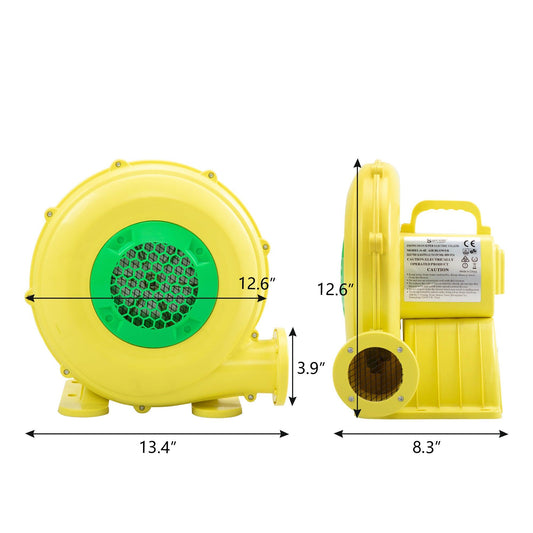 LazyPro Outdoor Indoor Air Blower, Pump Fan for Inflatable Bounce Castle, Water Slides, Safe, Portable - Yellow and Green XH