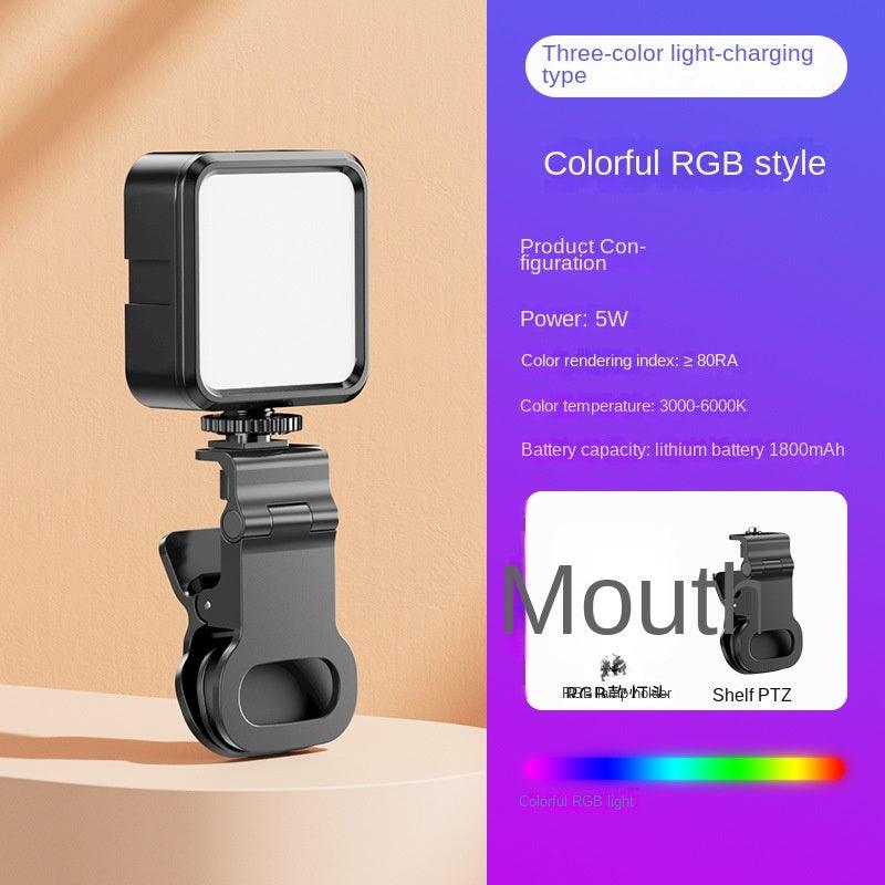 LazyPro Portable outdoor mini fill light RGB mobile phone live broadcast bracket clip tripod photography soft light LED - Lazy Pro