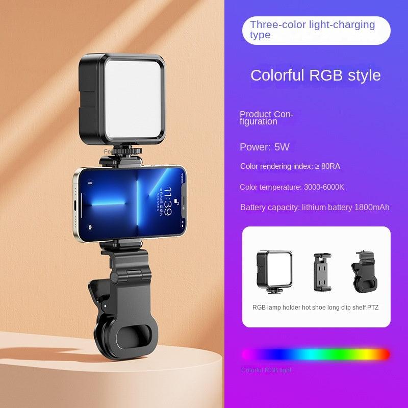 LazyPro Portable outdoor mini fill light RGB mobile phone live broadcast bracket clip tripod photography soft light LED - Lazy Pro