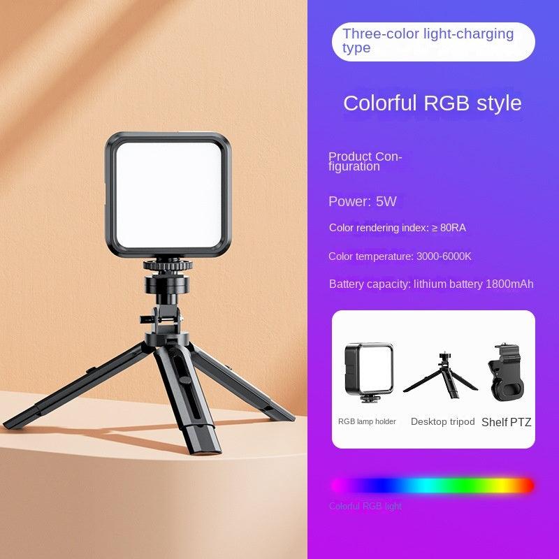 LazyPro Portable outdoor mini fill light RGB mobile phone live broadcast bracket clip tripod photography soft light LED - Lazy Pro