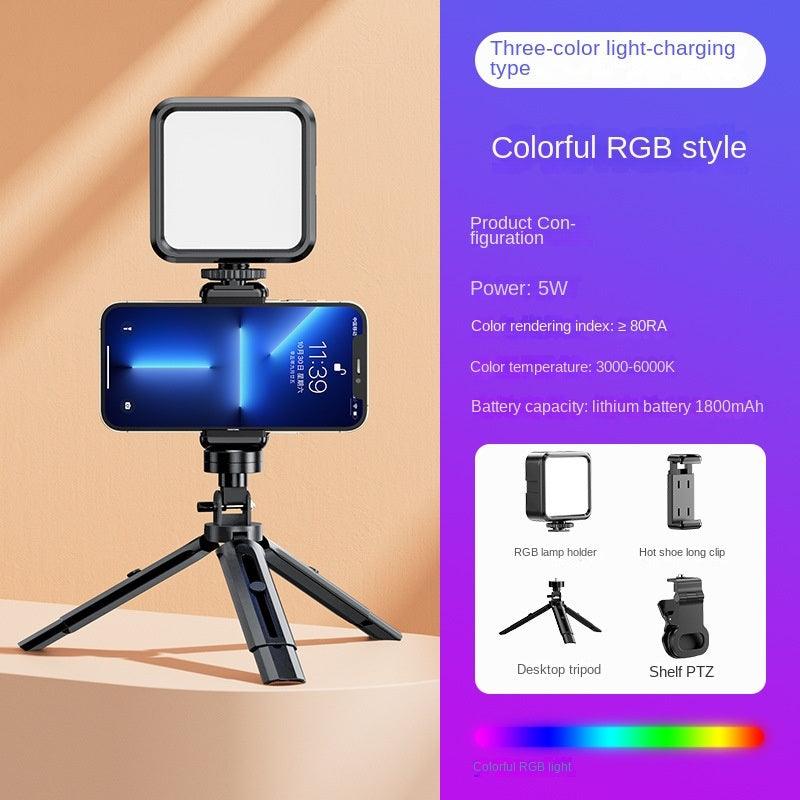 LazyPro Portable outdoor mini fill light RGB mobile phone live broadcast bracket clip tripod photography soft light LED - Lazy Pro