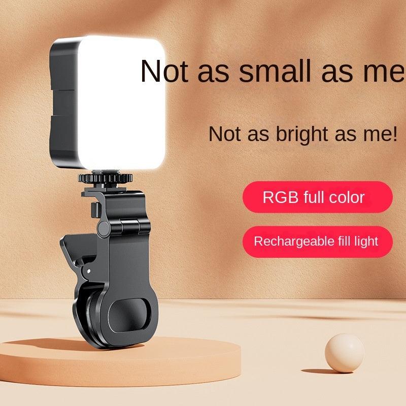 LazyPro Portable outdoor mini fill light RGB mobile phone live broadcast bracket clip tripod photography soft light LED - Lazy Pro