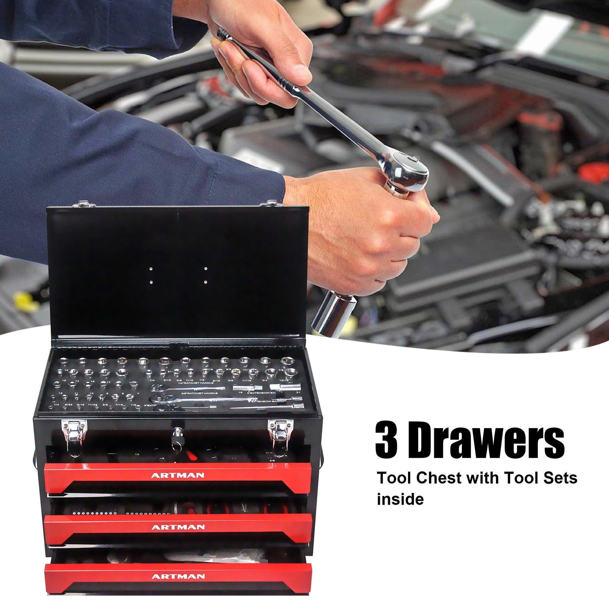 LazyPro™ D53 - DRAWERS TOOL BOX WITH TOOL SET - Lazy Pro