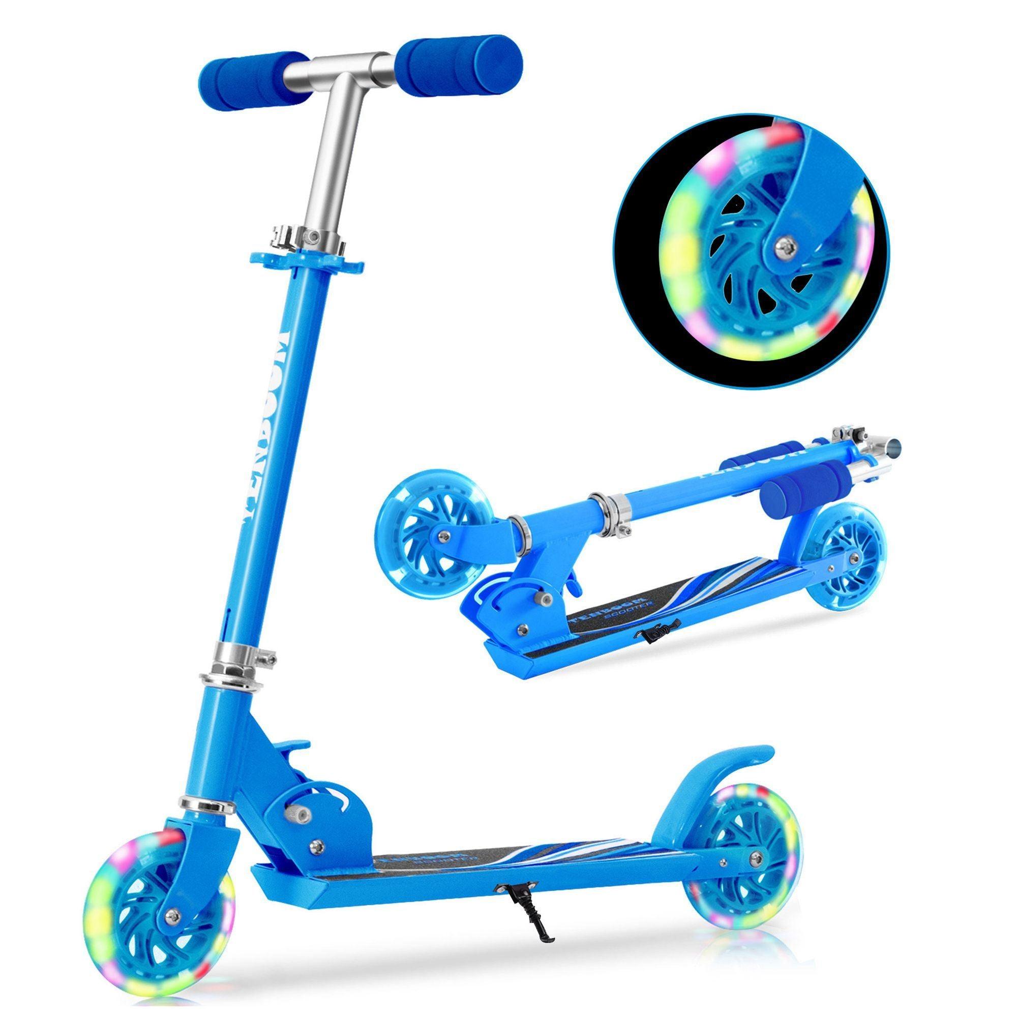 Scooter for Kids Ages 6-12; Light Up Wheels Birthday Gifts Scooters for Kids Girls Boys Ages 3-5; Easy Folding Kids Scooter with 3 Levels Adjustable Handlebar and Rear Brake - Lazy Pro