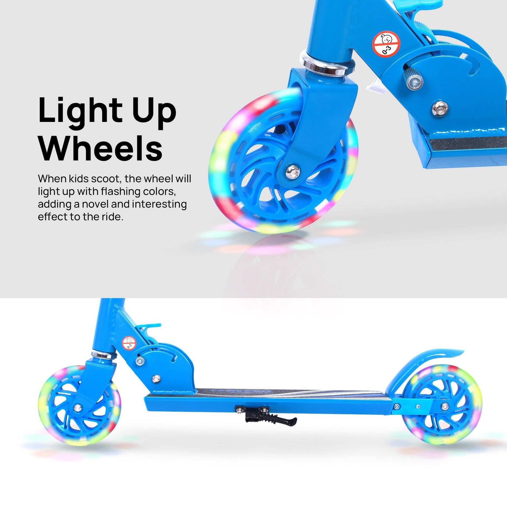 Scooter for Kids Ages 6-12; Light Up Wheels Birthday Gifts Scooters for Kids Girls Boys Ages 3-5; Easy Folding Kids Scooter with 3 Levels Adjustable Handlebar and Rear Brake - Lazy Pro